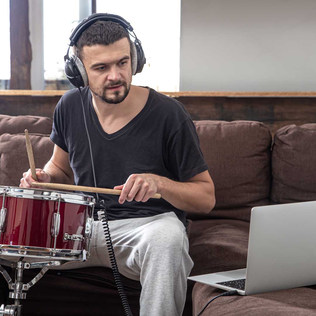 Drum Lessons in San Diego, CA Laptop Student